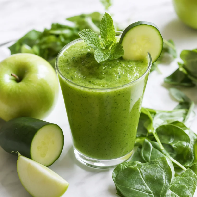Smoothie detox verde de espinafre e pepino
